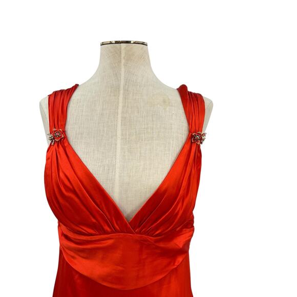 Roberto Cavalli Dress Slip Silk Empire Sleeveless Orange Size 44 US 8 - Picture 3 of 14